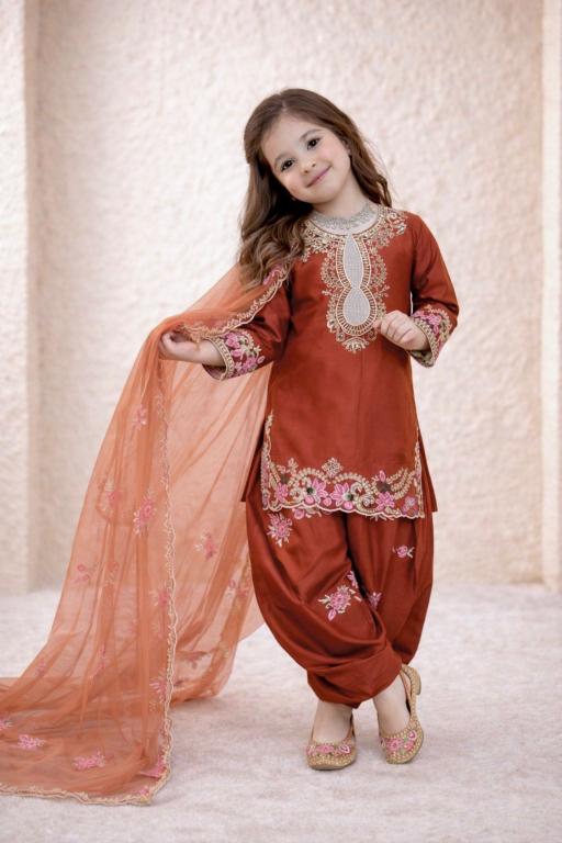 Premium Quality Ready To Wear OC 245 Crep orange Mumbai kids wear manufacturers